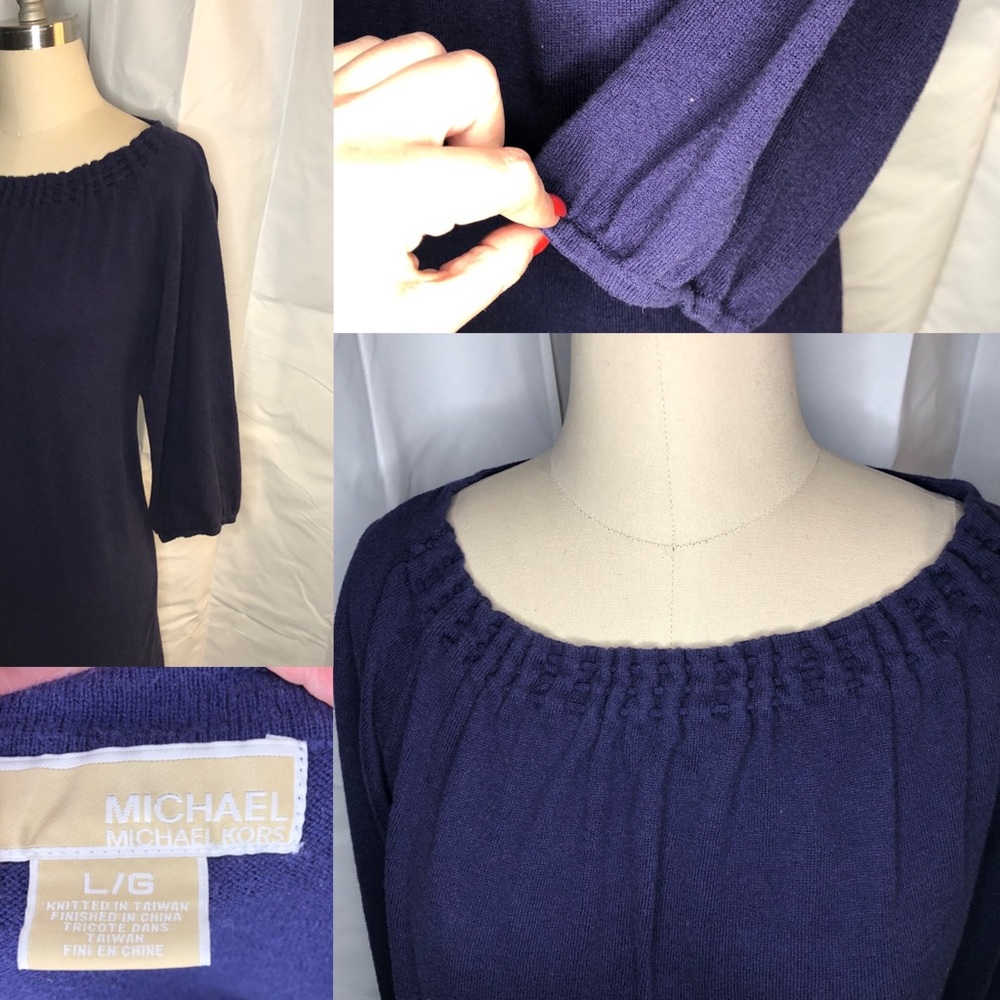Navy blue Michael Kors WOOL blend SWEATER dress L